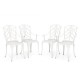Set of 4 Cast Aluminum Patio Dining Chairs with Armrests and Decorative Patterns