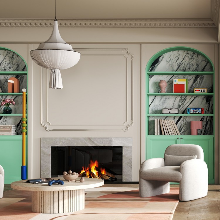 Fitness Room Bundle: Punching Boxing Set + 3 in 1 Folding Treadmill + 3 Pieces Kettlebell Weight Set + 4-Panel Folding Gymnastics Mat + Accent Chair