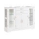 Sideboard Buffet Server Storage Cabinet with 2 Drawers and Glass Doors