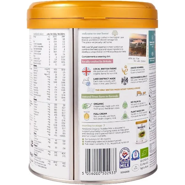 Kendamil Organic Stage 2 Follow-On Milk, 800g – EU Certified, Full Cream, No Palm/Fish Oil