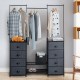 3-in-1 Portable Multifunctional  Dresser with 8 Fabric Drawers and Metal Rack