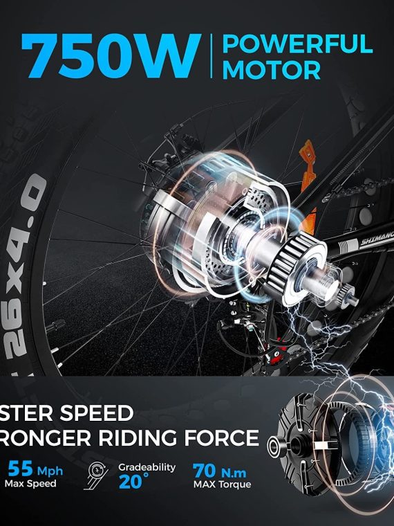 Outdoor electric bike with 48V/15Ah lithium battery ?C Black