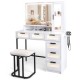 Makeup Vanity Dressing Table and Stool Set with Lights and Charging Station