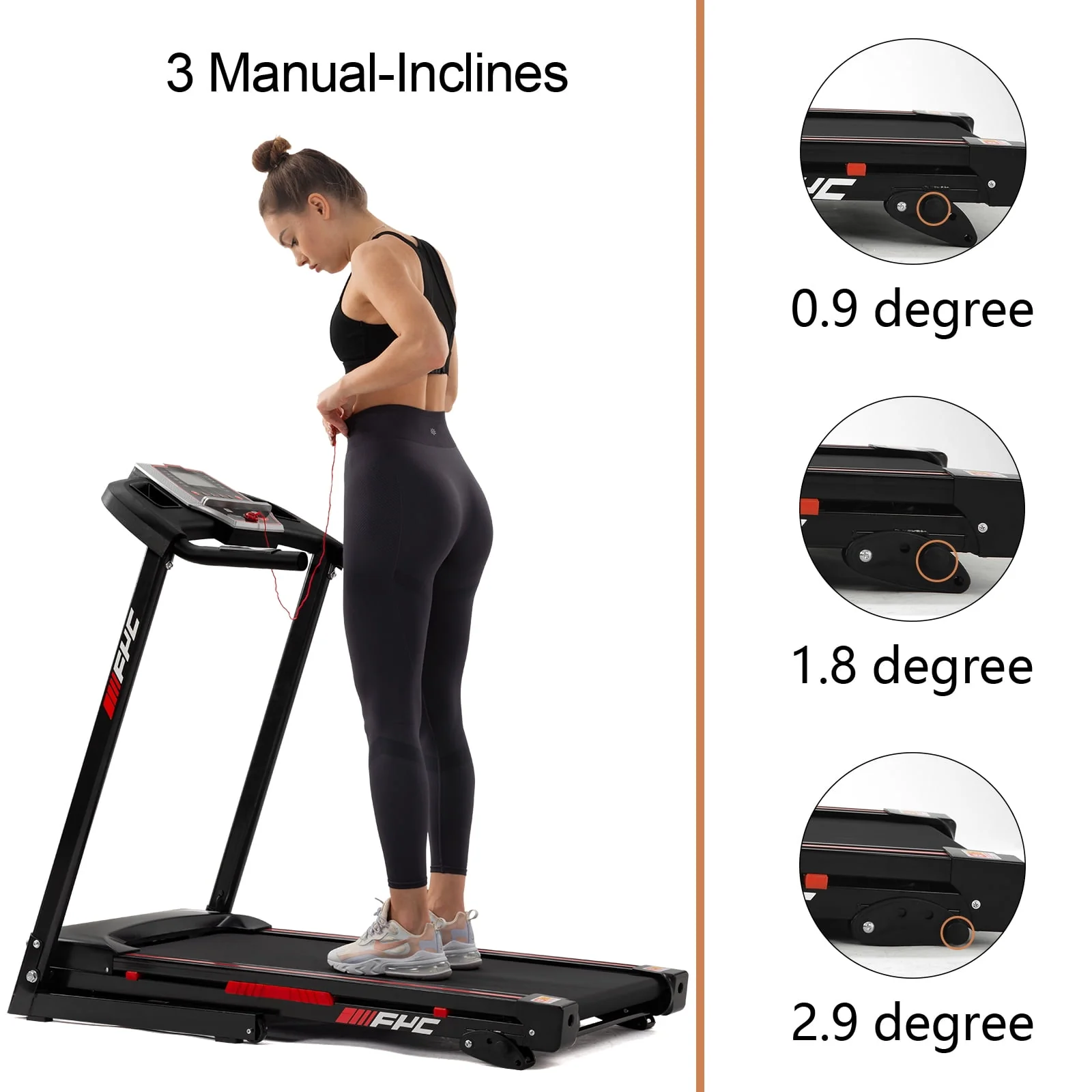 FYC 3.5HP Folding Treadmill with Incline, 330 lbs Capacity, 12 Programs for Home Exercise