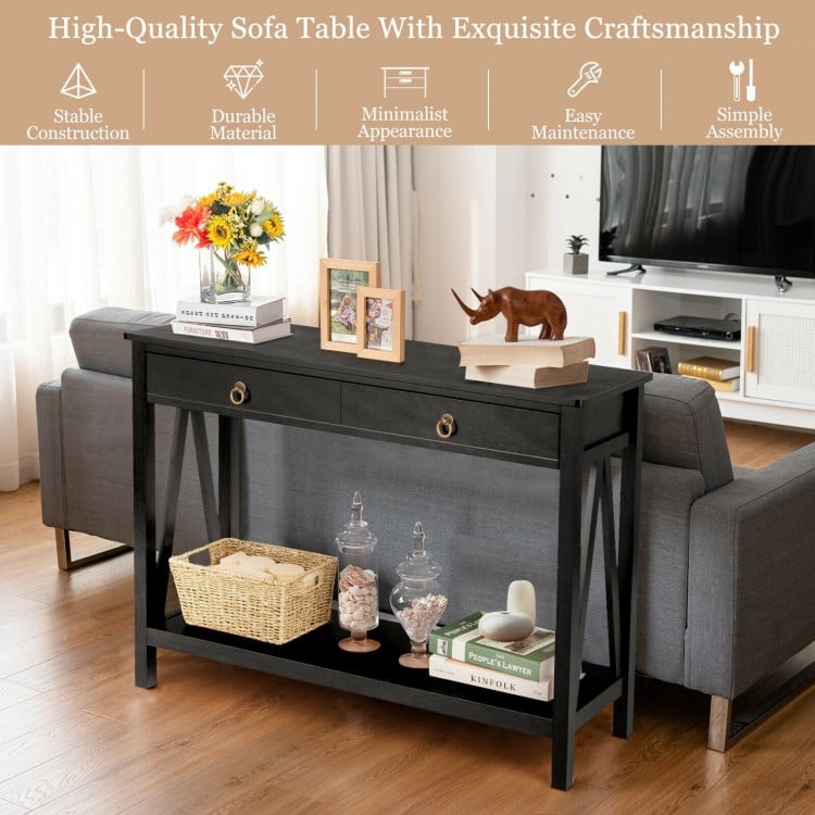Console Table with 2 Drawer Storage Shelf for Entryway Hallway