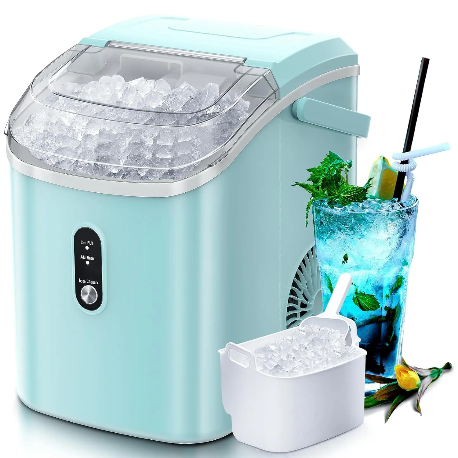 Nugget Countertop Ice Maker – Soft Chewable Pellet Ice, 34lbs/Day, Portable, Self-Cleaning, One-Click Operation