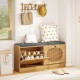 Shoe Storage Bench with Cushion Entryway Rattan Shoe Bench