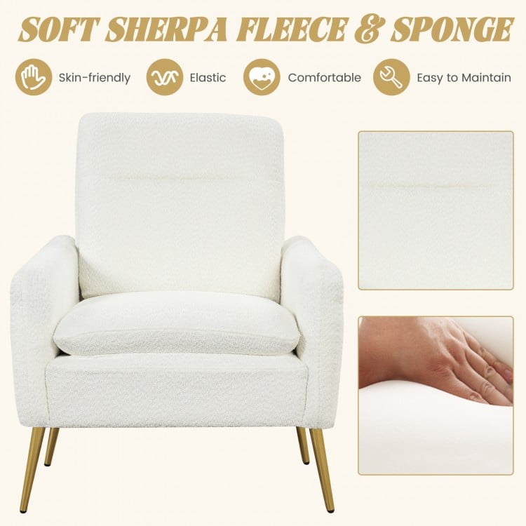 Upholstered Sherpa Modern Accent Armchair for Living Room