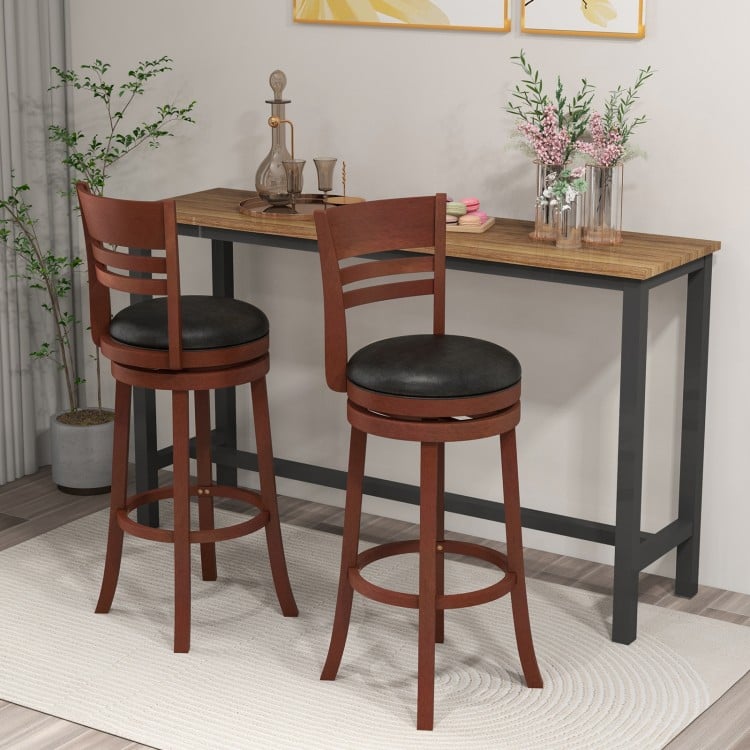 Set of 2 360° Bar Stools with PU Upholstered Seats