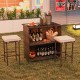 3 Pcs Patio Bar Set with Tempered Glass Tabletop