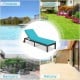 Outdoor Wicker Patio Chaise Lounge Recliner Chair with 5-Position Adjustment and Wheels