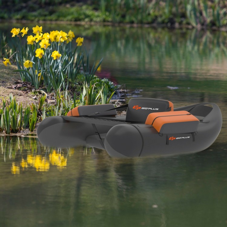 Inflatable Fishing Float Tube with Pump Storage Pockets and Fish Ruler