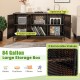 84 Gallon Patio Wicker Deck Box 3-Door PE Rattan Storage Container with Removable Shelves