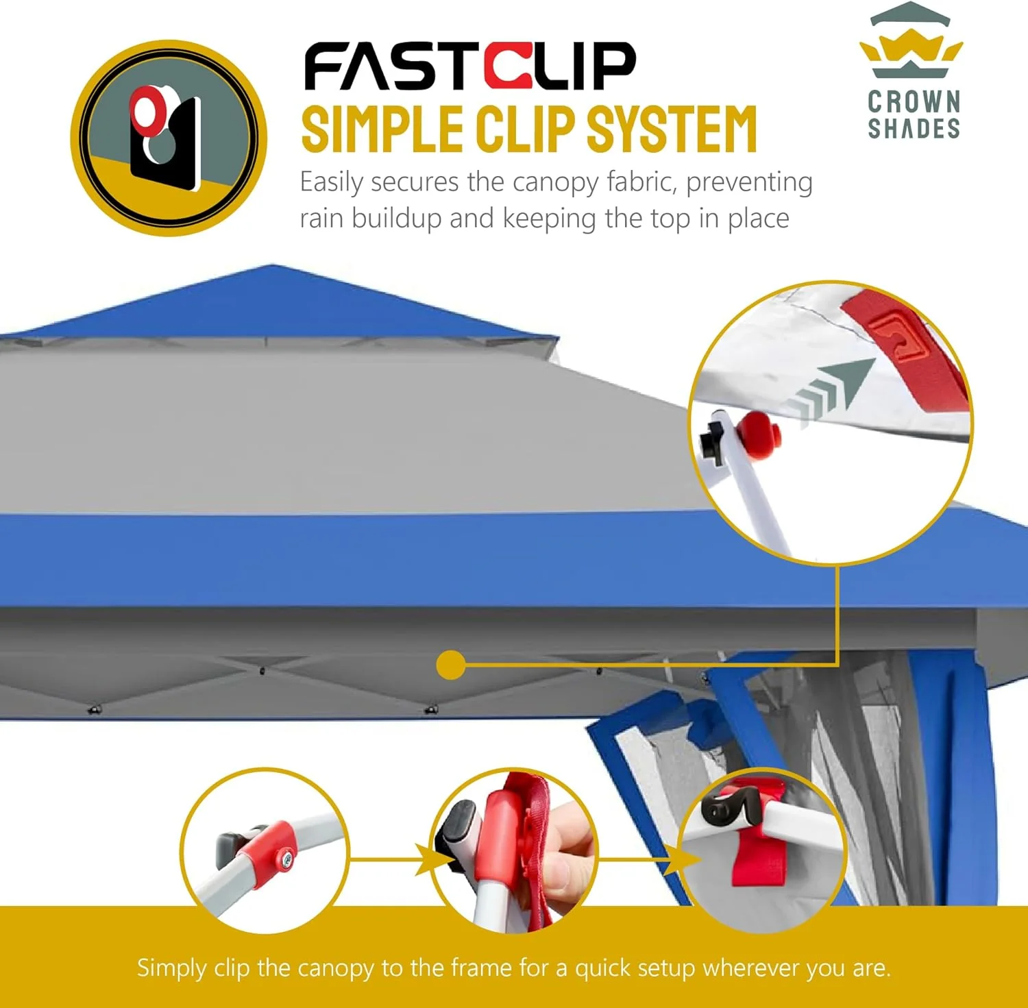 CROWN SHADES 13x13 Pop Up Gazebo, Canopy Tent, Gazebos on Clearance - Outdoor Gazebo for Backyard & Patio Furniture - Carpa Pop Up Tent with Wheeled STO-N-Go Cover Bag (White)