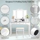 Makeup Dressing Table with Tri-Folding Mirror and Cushioned Stool for Women