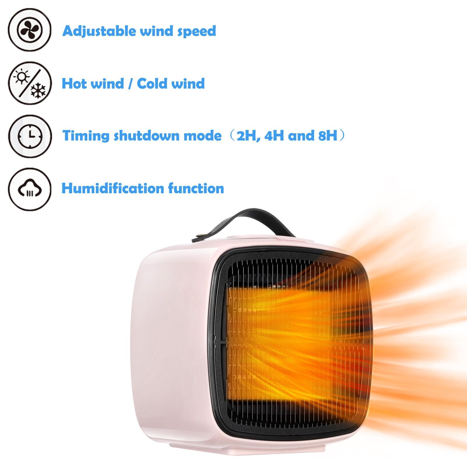 Portable 3-in-1 Ceramic Space Heater & Fan with Humidifier, 600W/1300W, Quiet, Timer, Safety Features, for Home & Office Use