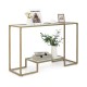 48 Inch 2-Tier Console Table with Tempered Glass Tabletop for Hallway