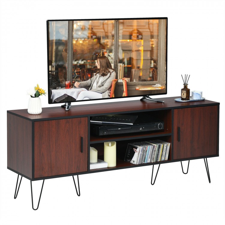 59 Inch Retro TV Stand for TVs up to 65 Inch with 6 Metal Legs