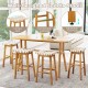 Faux PU Leather Bar Stools Set of 2 with Woven Curved Seat Natural