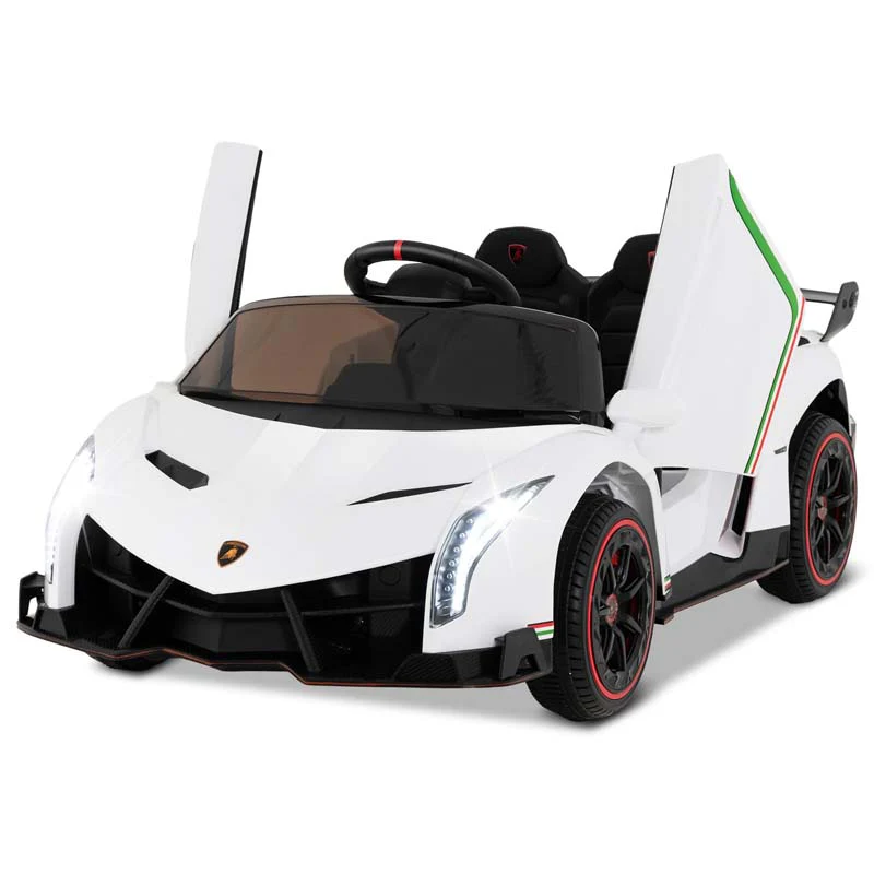Lamborghini Licensed Kids Ride On 4WD Sports Car, 12V Battery Electric Vehicle Toy with Remote Control, 3 Speeds, Hydraulic Doors