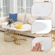Nesting Coffee Table Set of 3 with Faux Marble Tabletop and Powder-coated Gold Metal Frame