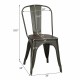 Set of 4 Tolix Style Metal Dining Wood Seat