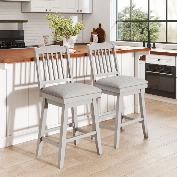 25 inch Modern Bar Stools Set of 2 with Upholstered Swivel Seat