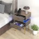 Nightstand Sofa Side Tables with Charging Station and 2 Drawers and LED lights