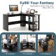 Modern L-Shaped Computer Desk with Shelves