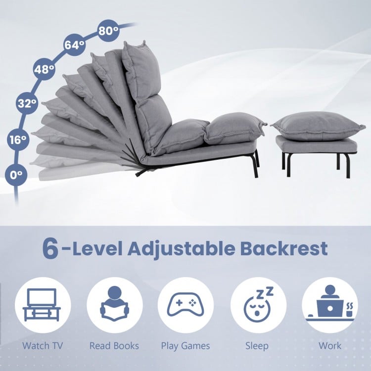 Modern Armless Accent Chair with Ottoman for Living Room