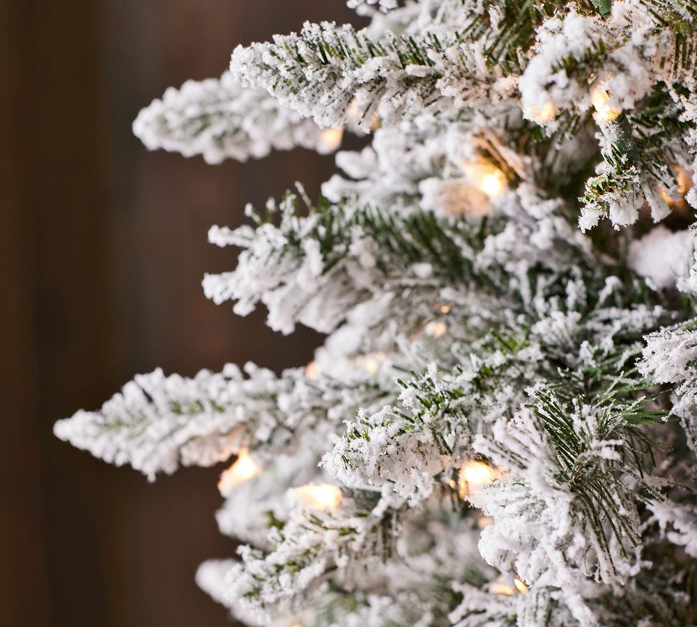 Flocked Pencil Pine Faux Christmas Tree – Pre-Lit, Realistic PVC Foliage, Indoor Use, Flame Resistant