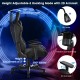 Adjustable 360° Swivel PU Gaming Chair with RGB LED Lights and Nylon Base