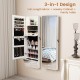 Wall Mounted Jewelry Armoire Organizer with Full-Length Frameless Mirror