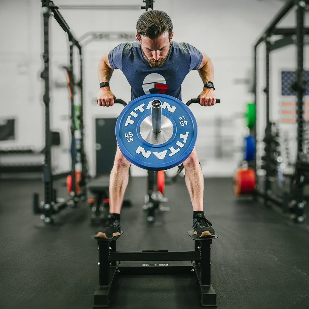 Titan Fitness T Bar Rowing Platform, Elevated/Angled Design for Rows at a Deficit, T Bar Row Platform with Diamond-Plated Footplates, T Bar Platform with Protective UHMW strip, Non-Slip Rubber Feet