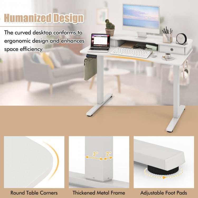 48 Inch x 24 Inch Height Adjustable Electric Standing Desk with 2 Drawers