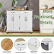 4-Door Rolling Kitchen Island Cart Buffet Cabinet with Towel Racks Drawers