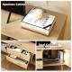 Rattan TV Stand for 65-Inch TV with Drawers and Solid Wood Legs