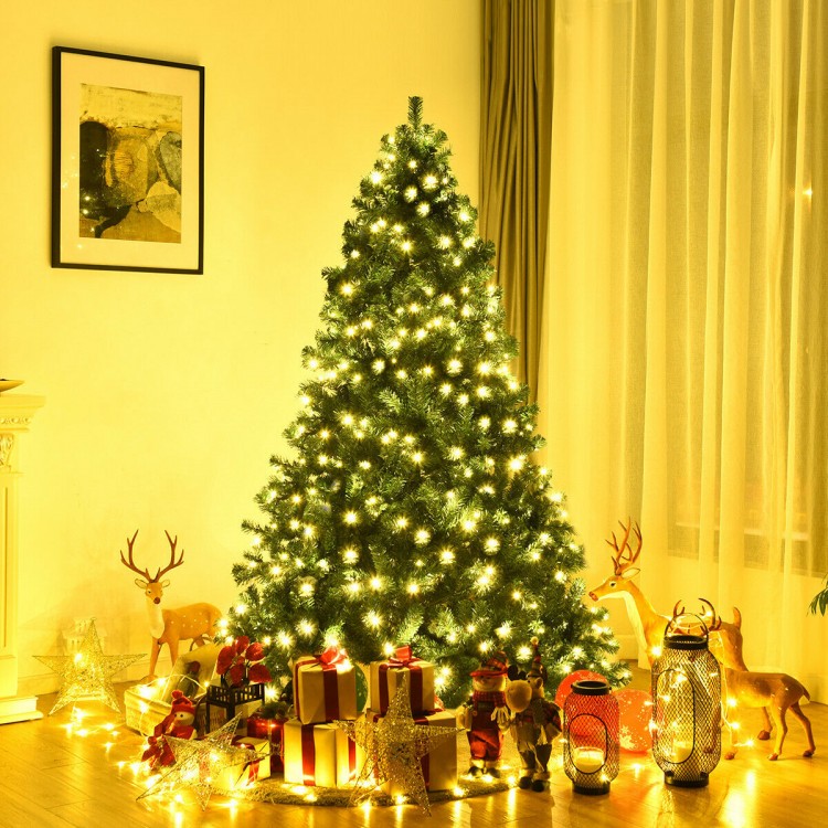 7/7.5/8 Feet Pre-lit Artificial Natural Christmas Tree with LED Lights