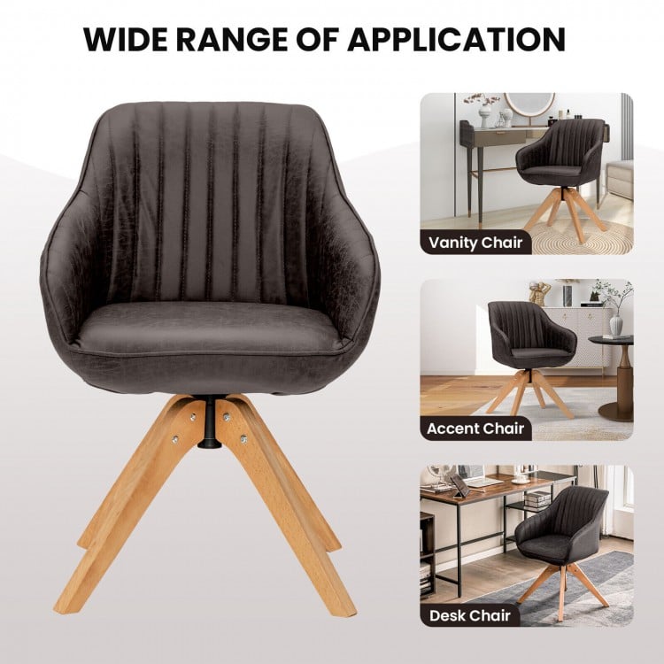 Modern Leathaire Set of 2 Swivel Accent Chair with Beech Wood Legs