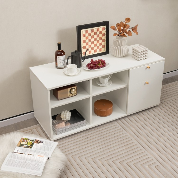 Storage Cabinet TV Console Cabinet with 2 Drawers and 4 Cubes for Entryway Living Room