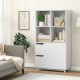 4-Tier Open Bookcase with 2 Drawers and 4 Storage Cubes