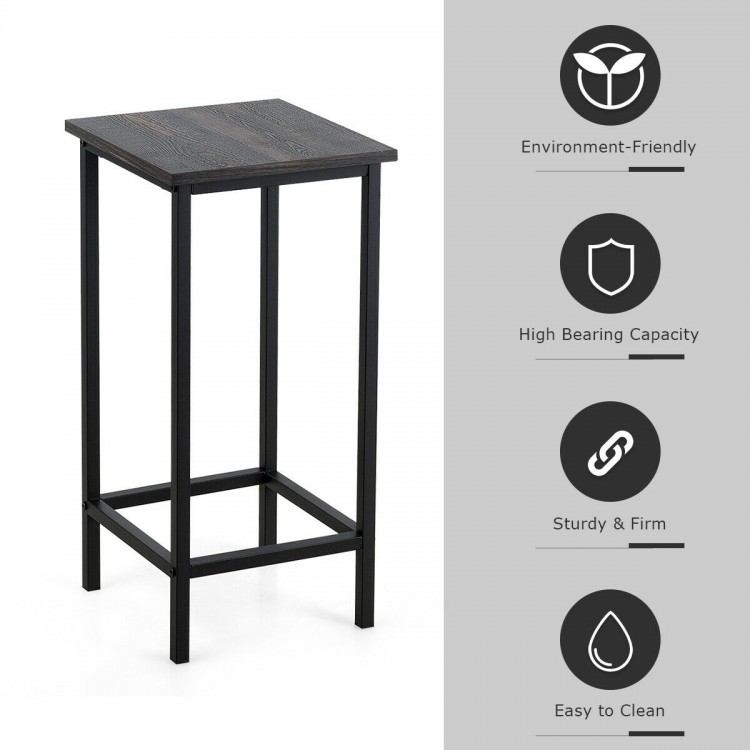 Set of 4 Bar Stools 24 Inch Counter Height Backless with Metal Frame