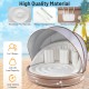 Inflatable Canopy Island Tanning Pool Lounger Float with Retractable Canopy