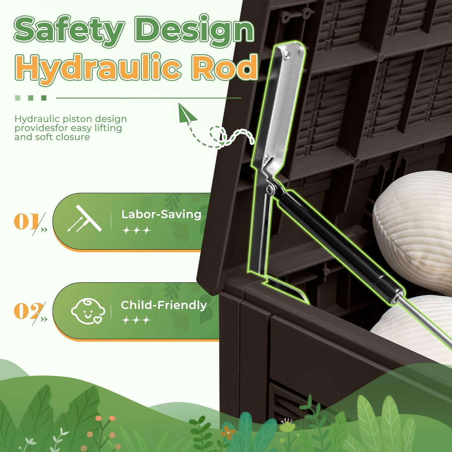 Vineego 105 Gallon Resin Deck Box, Brown – All-Weather Outdoor Storage Solution