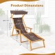 Birch Wood Chaise Lounge Chair Foldable Beach Chair with Adjustable Canopy
