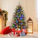5/6/7 Feet Artificial Xmas Tree Hinged with 11 Lighting Modes and Remote Control