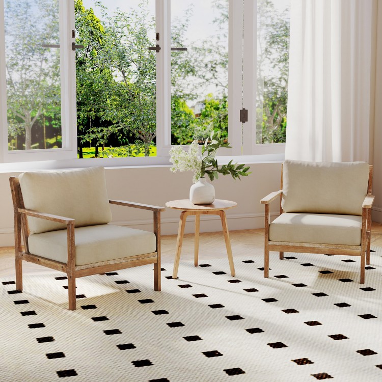 Modern Accent Chair with Solid Rubber Wood Armrests