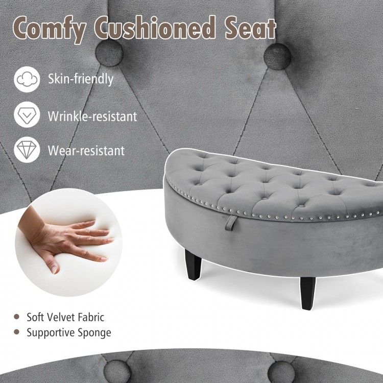 Half Moon Storage Bench with Rubber Wood Legs