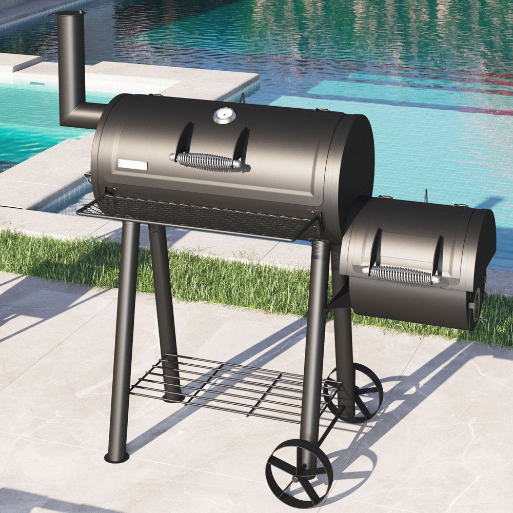 Sophia & William Portable Charcoal BBQ Grill with Offset Smoker, 512 sq. in. Cooking Area, Rust-Resistant, Easy Clean, Built-in Thermometer