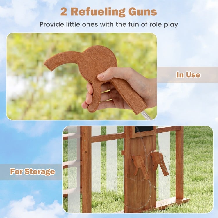 Kids Gas Station Playhouse with Gas Refueling Guns for Aged 3+